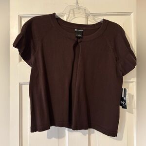 New Directions Chocolate Brown Short Sleeve Top Size large. NWT